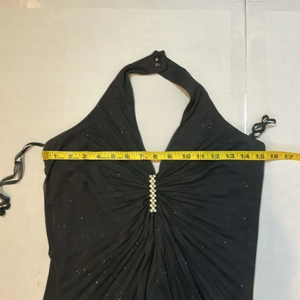 Vintage Jump apparel Elegant Black Halter Evening Dress size 9/10